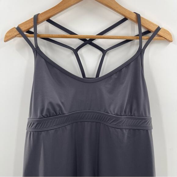Athleta Coastline Swim Tank Racerback Strappy Dress in Deep Gray Size Medium - Picture 3 of 11